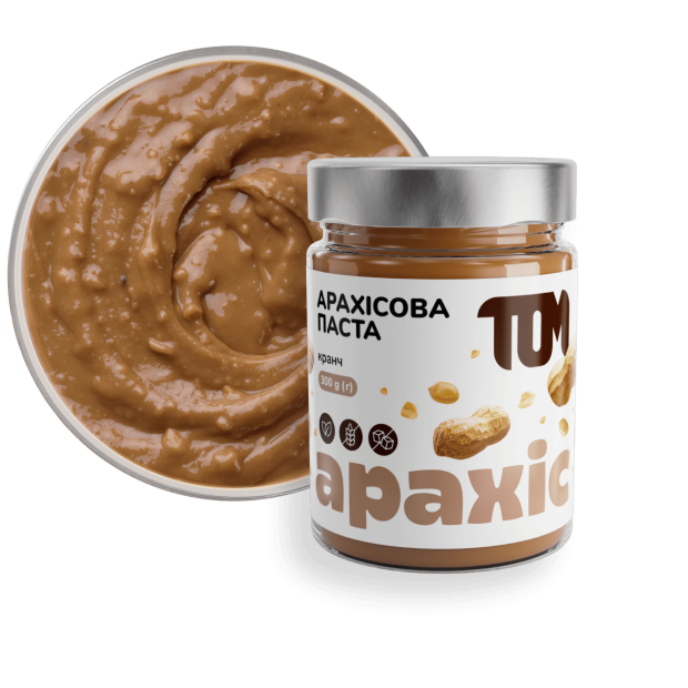 Арахісова паста кранч, 300 г, скло